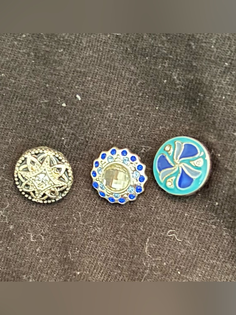 Set of 3 Decorative original dots - Blue & Silver Accents